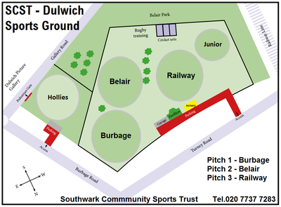 Cricket Pitch Layouts at Dulwich Sports Ground London
